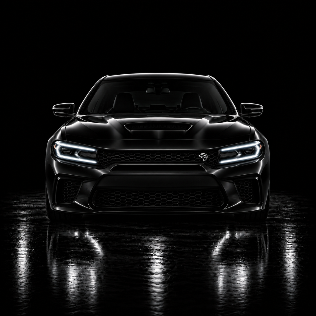Black Dodge Charger SRT Hellcat studio render