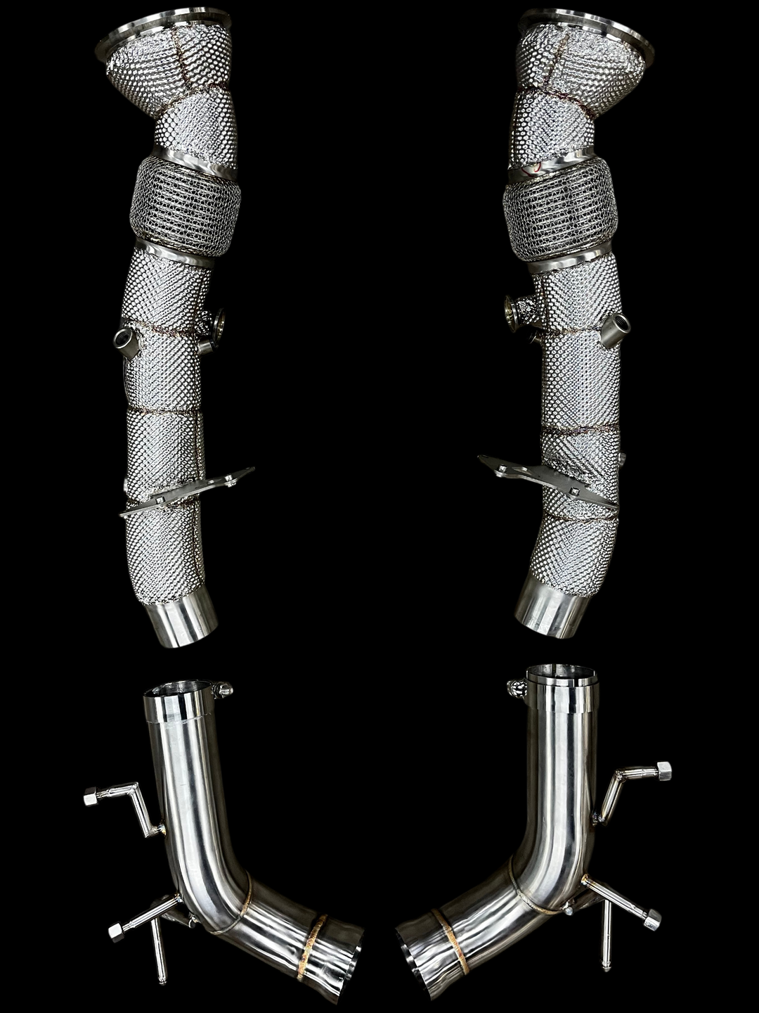Ferrari 296 GTB / GTS Stainless Steel Valved Exhaust System &amp; Heat Shield Performance Downpipes