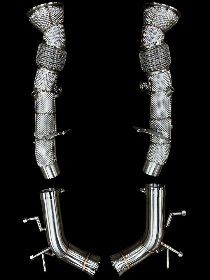Ferrari 296 GTB / GTS Stainless Steel Valved Exhaust System &amp; Heat Shield Performance Downpipes