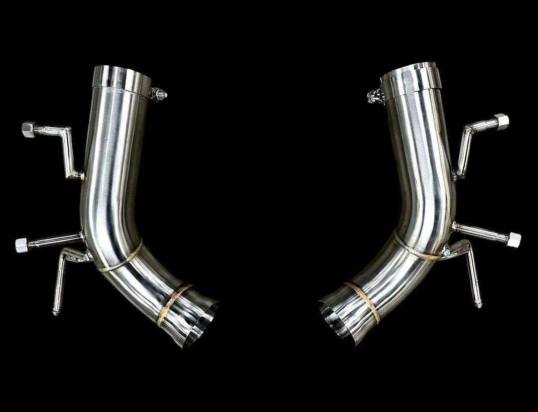 Ferrari 296 GTB / GTS Stainless Steel Valved Exhaust System &amp; Heat Shield Performance Downpipes