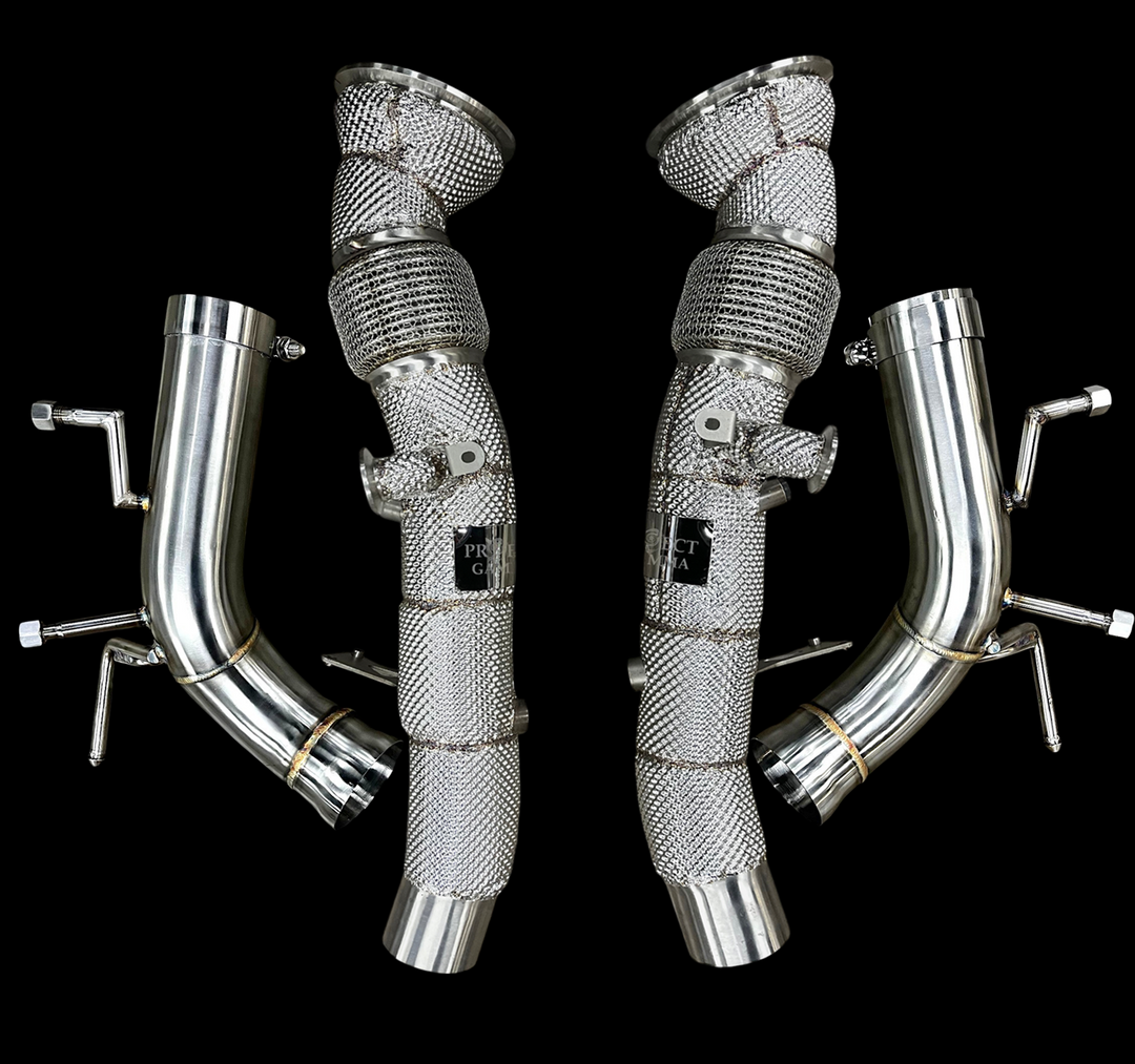 Ferrari 296 GTB / GTS Stainless Steel Valved Exhaust System &amp; Heat Shield Performance Downpipes