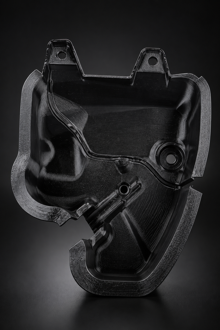 Project Gamma coolant tank leak shield for BMW M5 F90 / M8 F91 F92 F93 - angled view