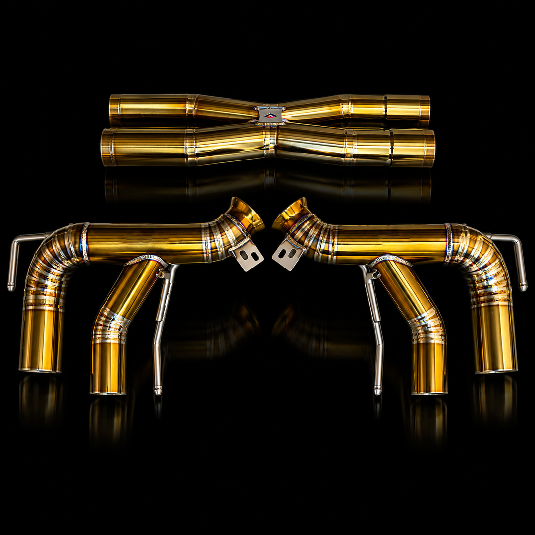Project Gamma Ferrari F12 / 812 Titanium Race Exhaust System – X-Pipe &amp; Mufflers