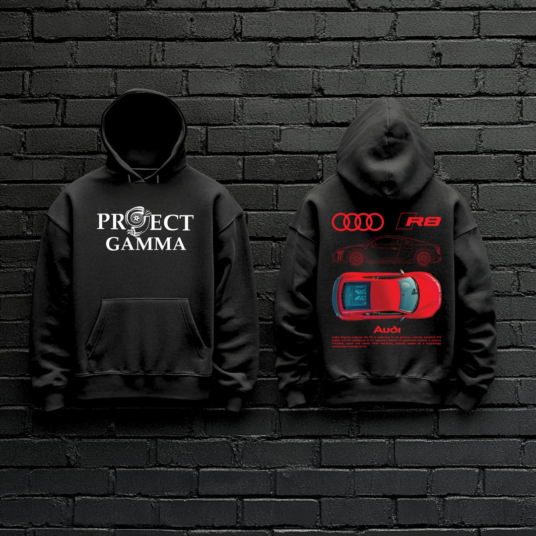 AUDI / R8 Garage Wall Art - Unisex Double Sided Hoodie