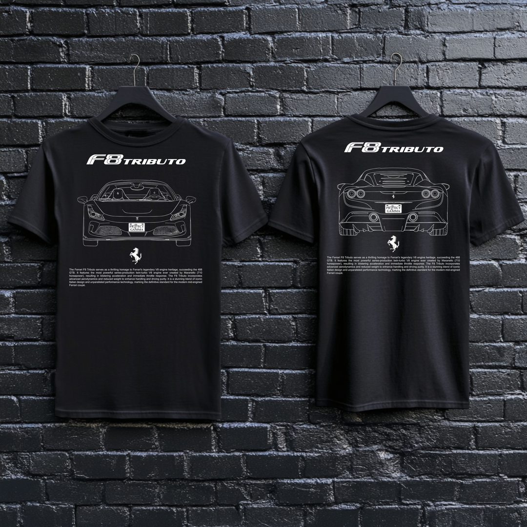 FERRARI / F8 TRIBUTO Dual-View Technical Series - Unisex Double Sided T-Shirt