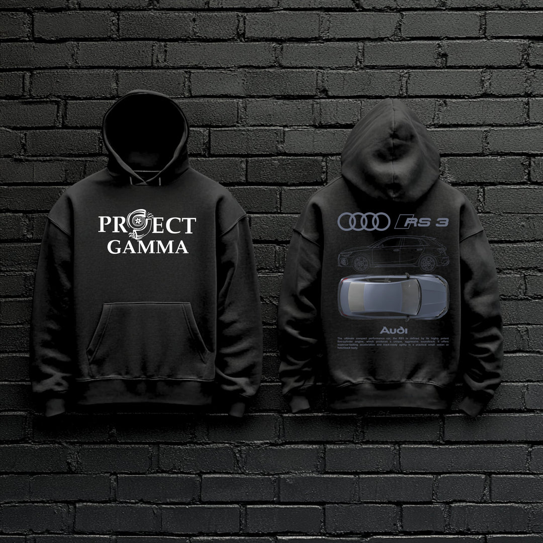 AUDI / RS3 Garage Wall Art - Unisex Double Sided Hoodie