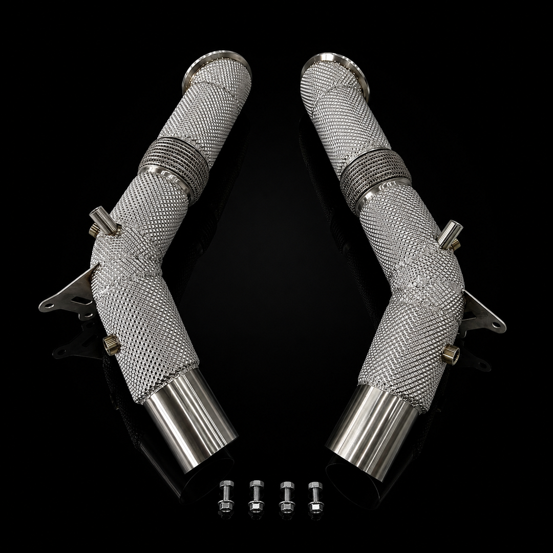 Project Gamma Ferrari SF90 Race Exhaust System – Catless Downpipes + Titanium Exhaust