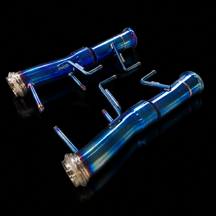 Project Gamma Ferrari SF90 Race Exhaust System – Catless Downpipes + Titanium Exhaust