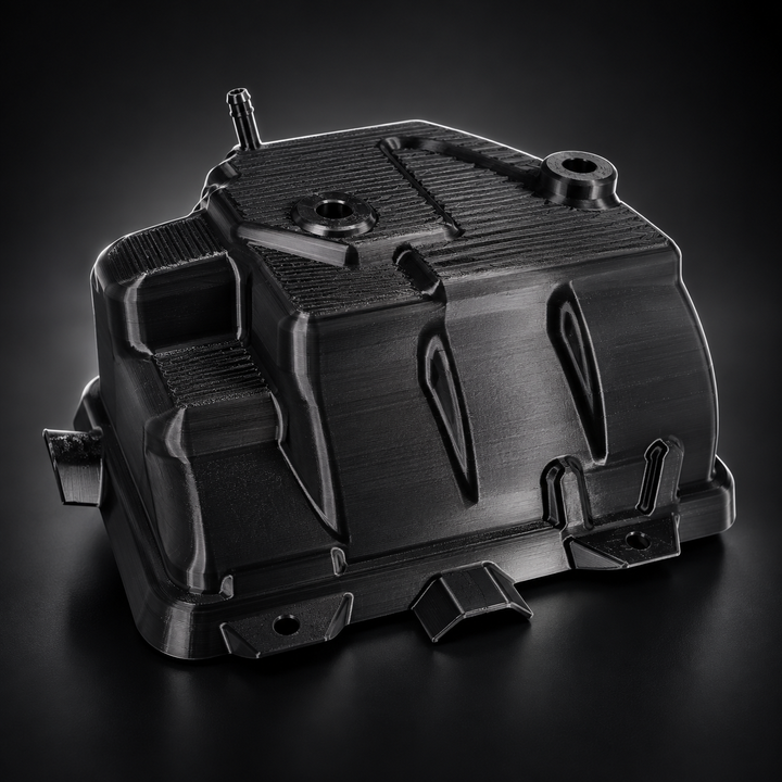 Project Gamma coolant tank leak shield for BMW M5 G90 / G99 and 760i G70 - three-quarter view
