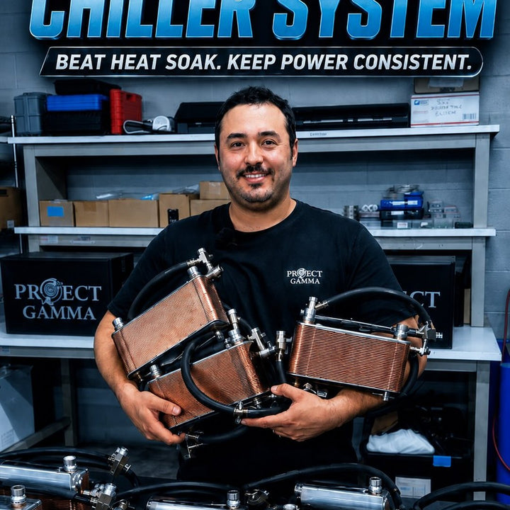 Instagram reel: Project Gamma team member holding a chiller system heat exchanger