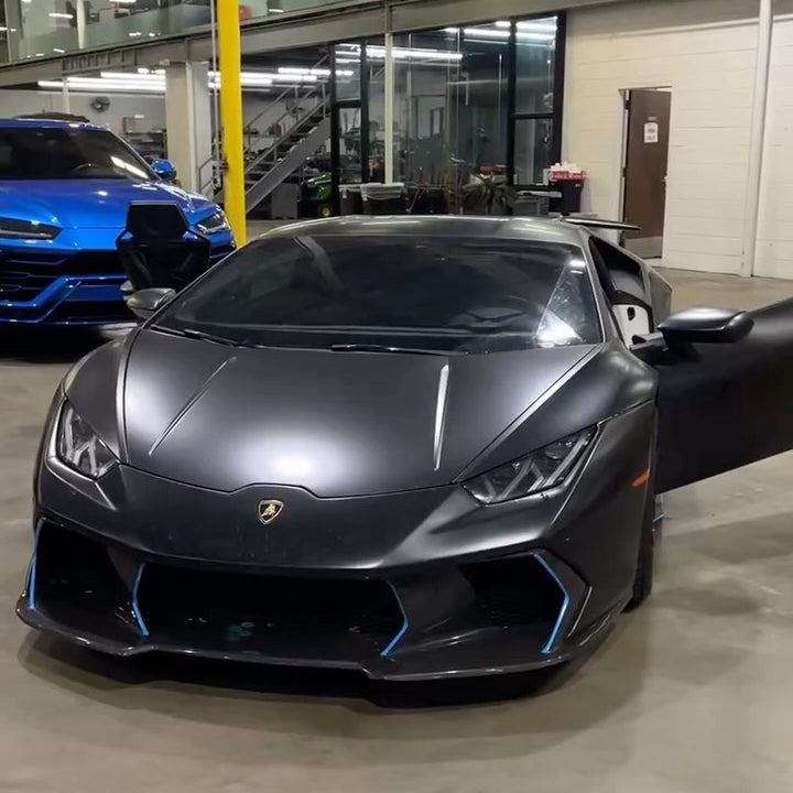 Instagram reel: Matte grey Lamborghini Huracan in the Project Gamma shop