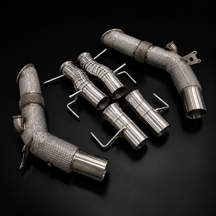 Project Gamma Ferrari SF90 Race Exhaust System – Catless Downpipes + Stainless SteelExhaust
