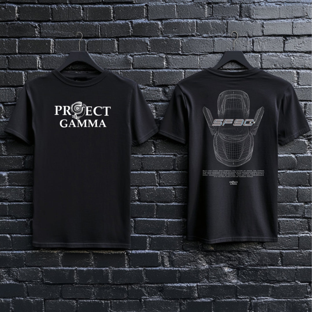 FERRARI / SF90 Blueprint - Unisex Double Sided T-Shirt